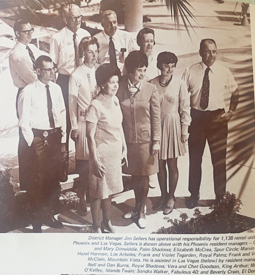 1969. Bill Schultz Phoenix and Vegas Staff - Verna far right (ASU Bill Schultz Collection)